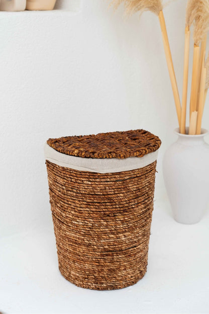 Hasır İç Korumalı Kapaklı D Model Büyük Boy Çamaşır Sepeti