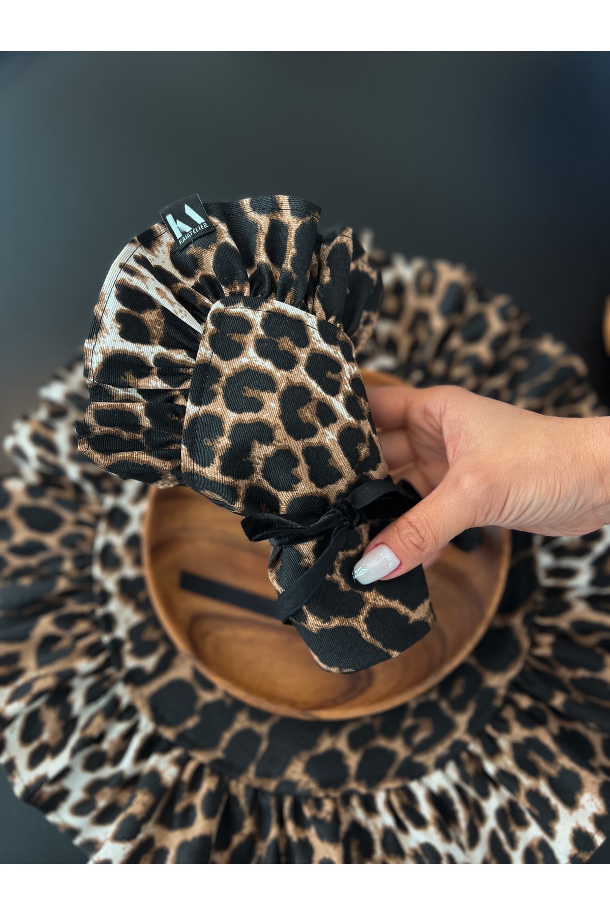 2Li Leopard Keten Fırfırlı Peçete / Servis
