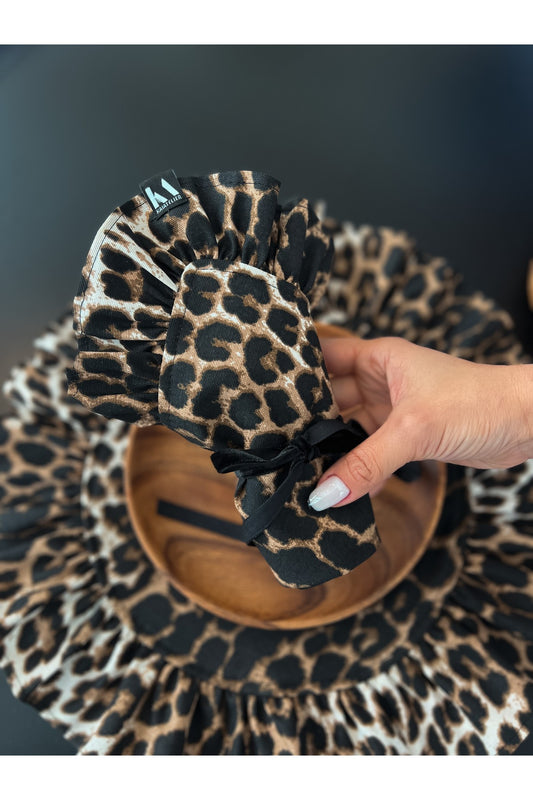 2Li Leopard Keten Fırfırlı Peçete / Servis