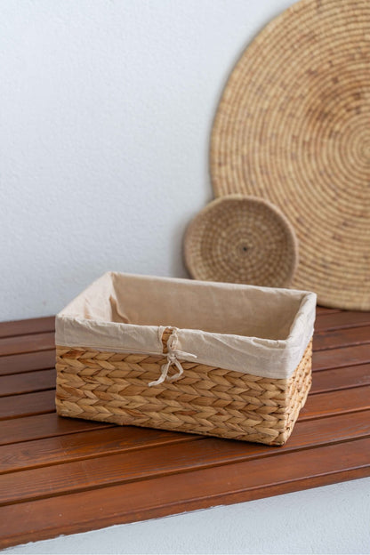 Doğal Hasır İç Korumalı 3’lü Organizer Sepet Seti – Dolap, Banyo, Mutfak ve Salon Düzenleyici