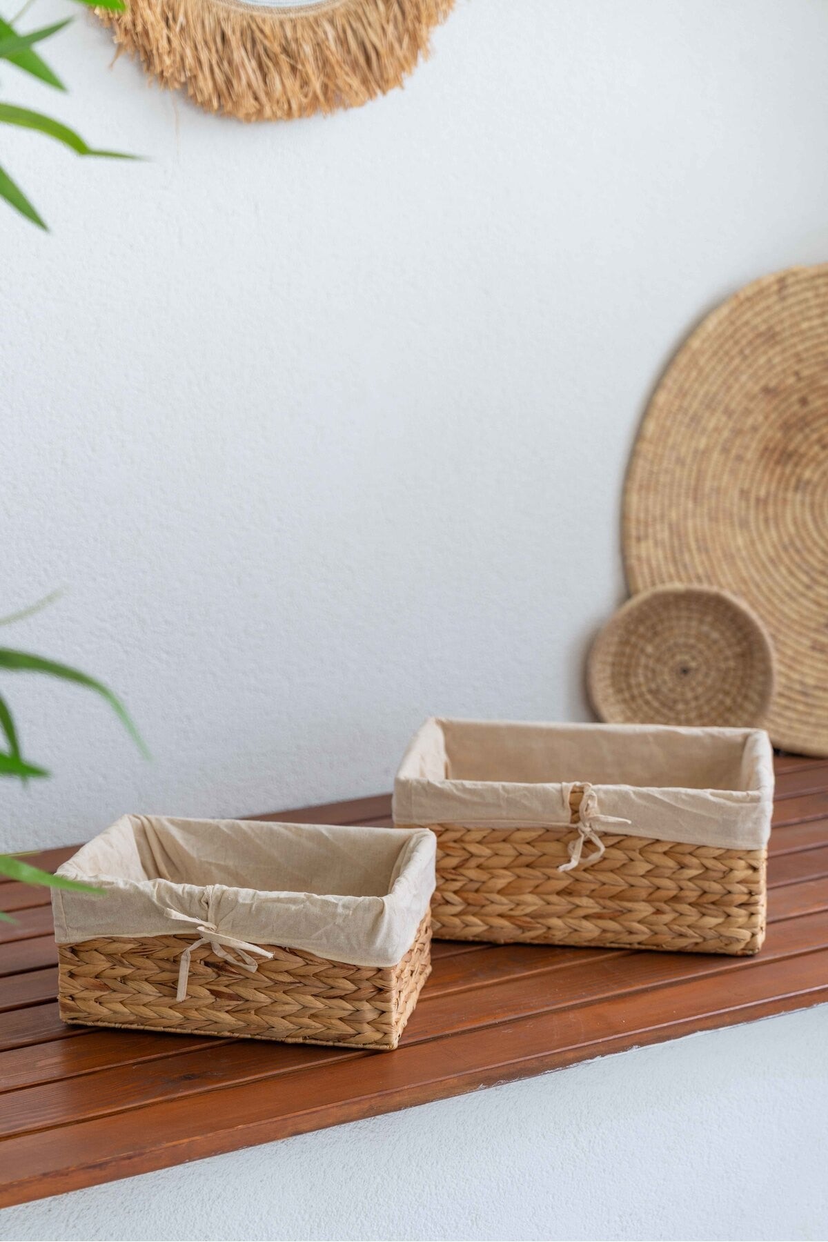 Doğal Hasır İç Korumalı 3’lü Organizer Sepet Seti – Dolap, Banyo, Mutfak ve Salon Düzenleyici