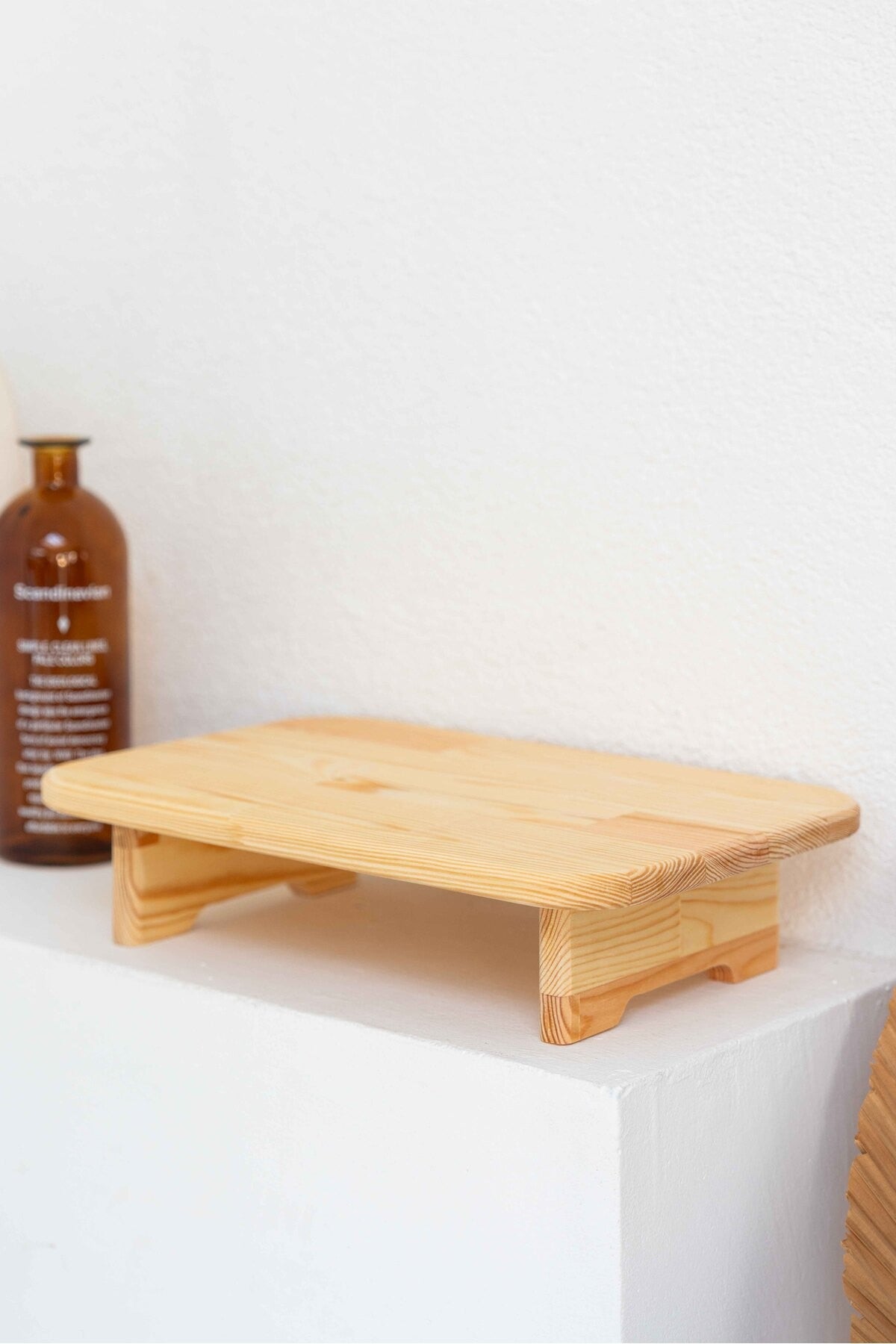 2'Li Rustik Tarz Ahşap Stand Banyo, Mutfak ve Masa Düzeni İçin Dekoratif Sunumluk