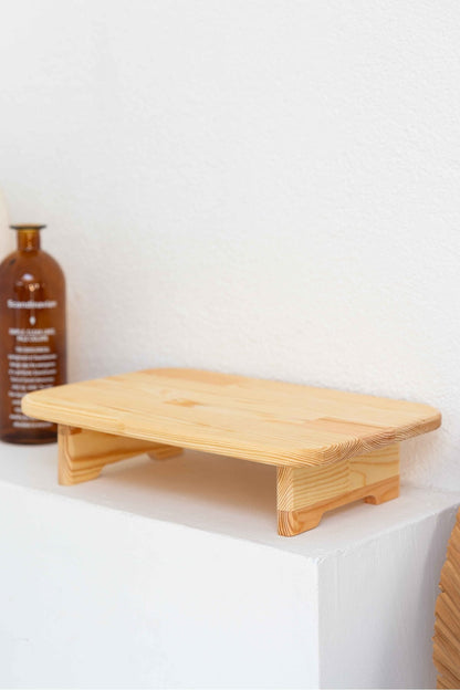 2'Li Rustik Tarz Ahşap Stand Banyo, Mutfak ve Masa Düzeni İçin Dekoratif Sunumluk