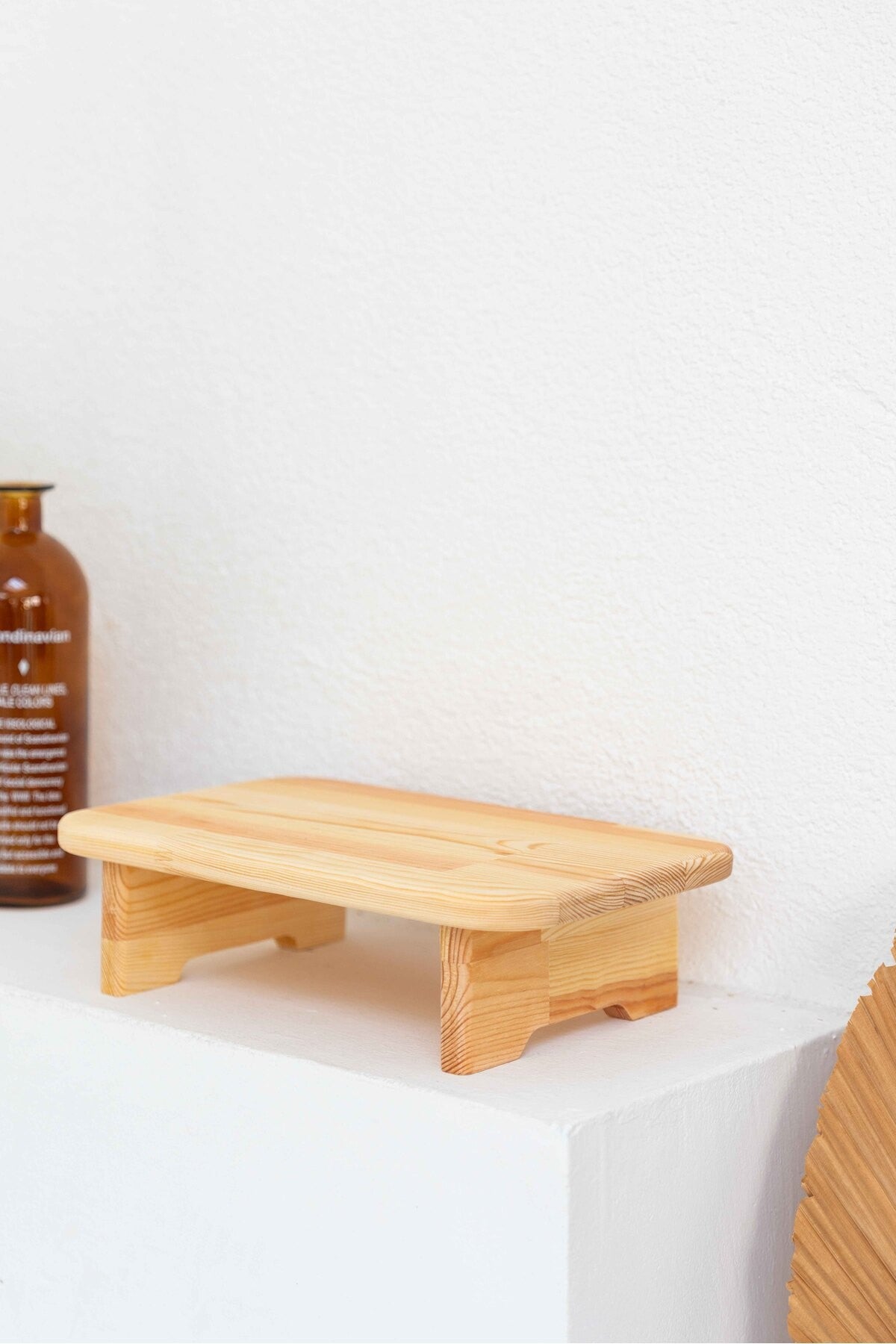 2'Li Rustik Tarz Ahşap Stand Banyo, Mutfak ve Masa Düzeni İçin Dekoratif Sunumluk