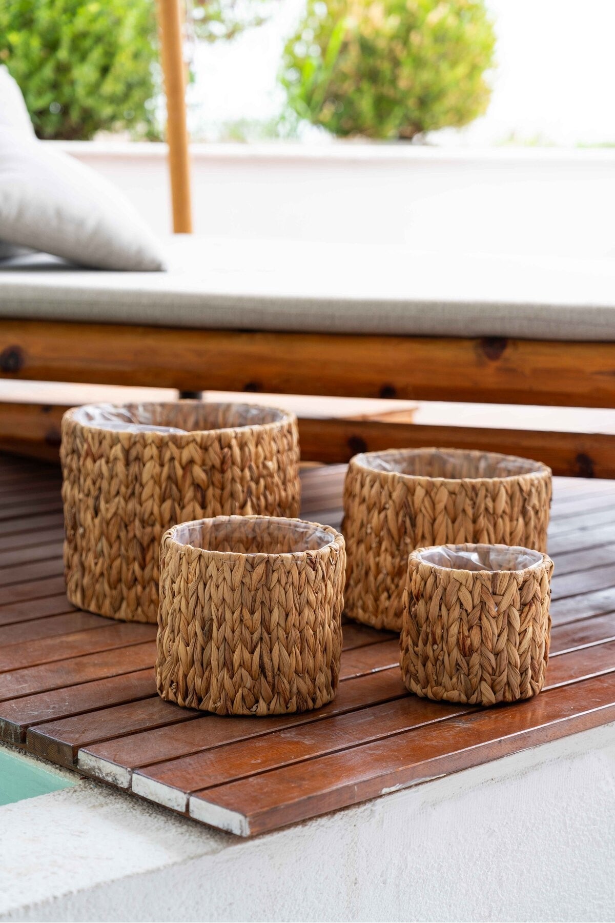 Iç Korumalı Orta Boy Sağlam Hasır Sepet/Düzenleyici/Saksılık