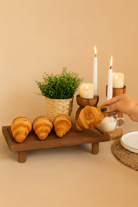 Doğal Ahşap Dikdörtgen Koyu Renk Yükseltici/Sunumluk/Düzenleyici