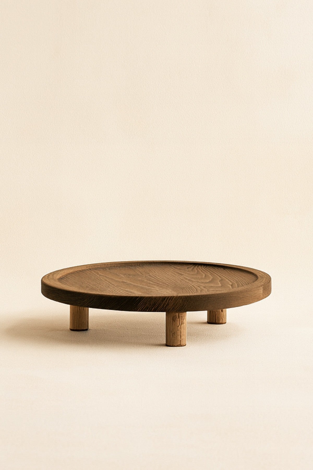 Ahşap Koyu Renk Yuvarlak Ayaklı Yükseltici/Sunumluk/Düzenleyici