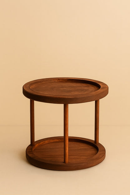 Ahşap Döner Standlı 8li Ahşap Top Kapaklı Etiketli Baharatlık Seti