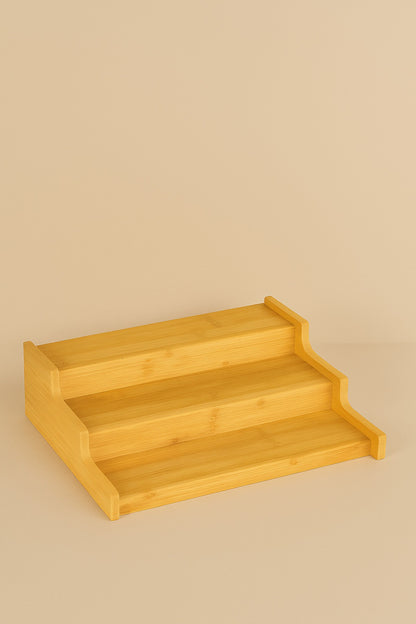 9 Lu Cam Bambu Vakum Kapaklı Baharat Seti Kapaklı, Etiketli, Merdiven Standlı Set