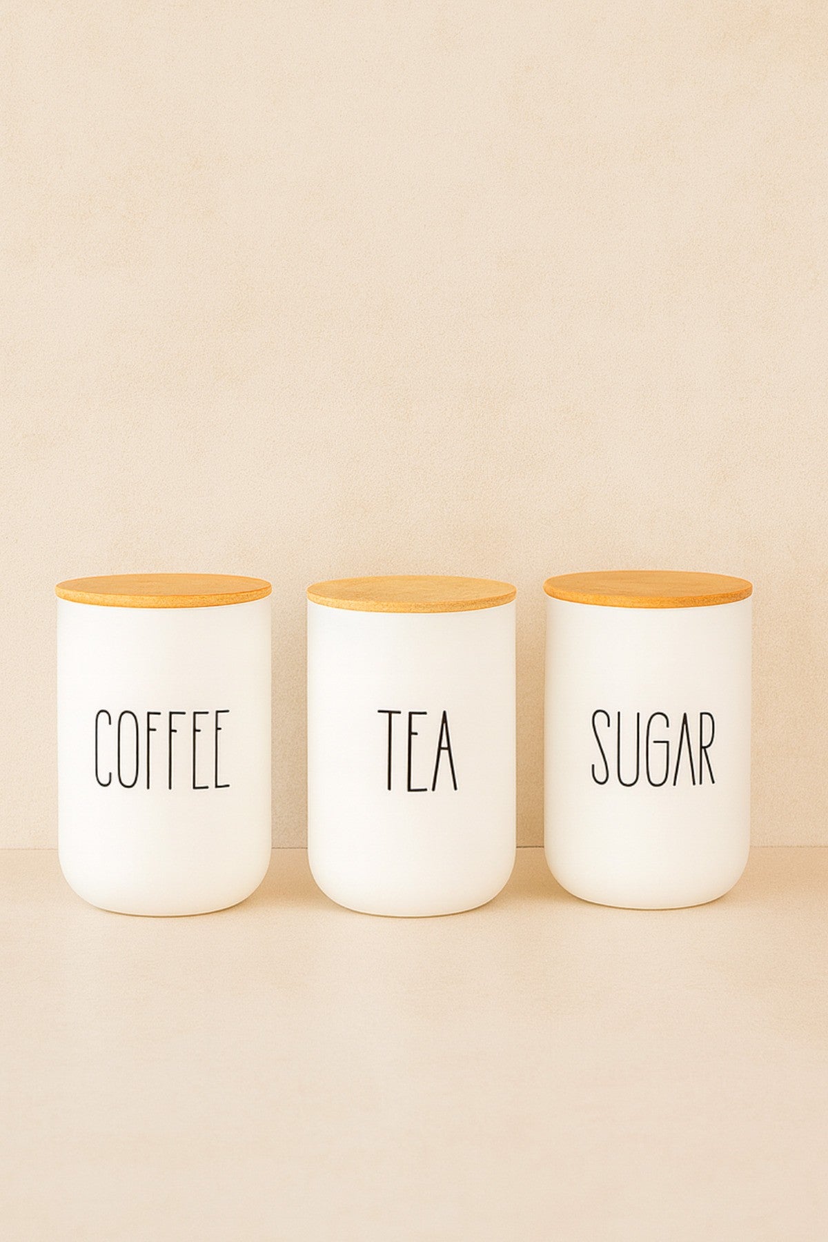 3lü Bambu Kapaklı Çay/Kahve/Şeker Kavanozu