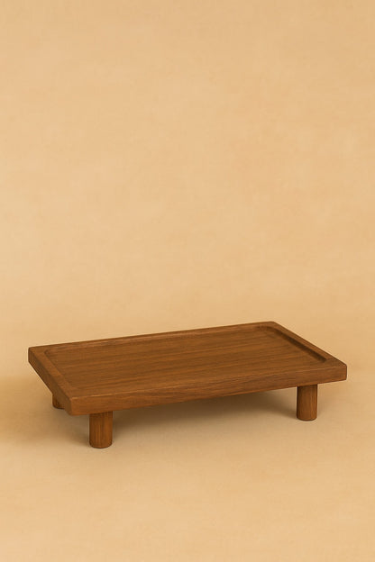 Doğal Ahşap Dikdörtgen Koyu Renk Yükseltici/Sunumluk/Düzenleyici