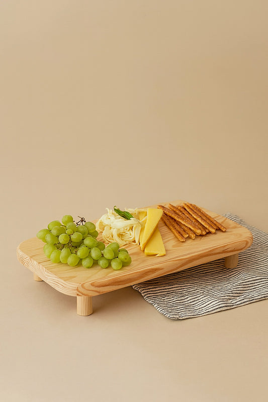 Doğal Ahşap Ayaklı Sunum Standı / Sunum Tabağı Açık