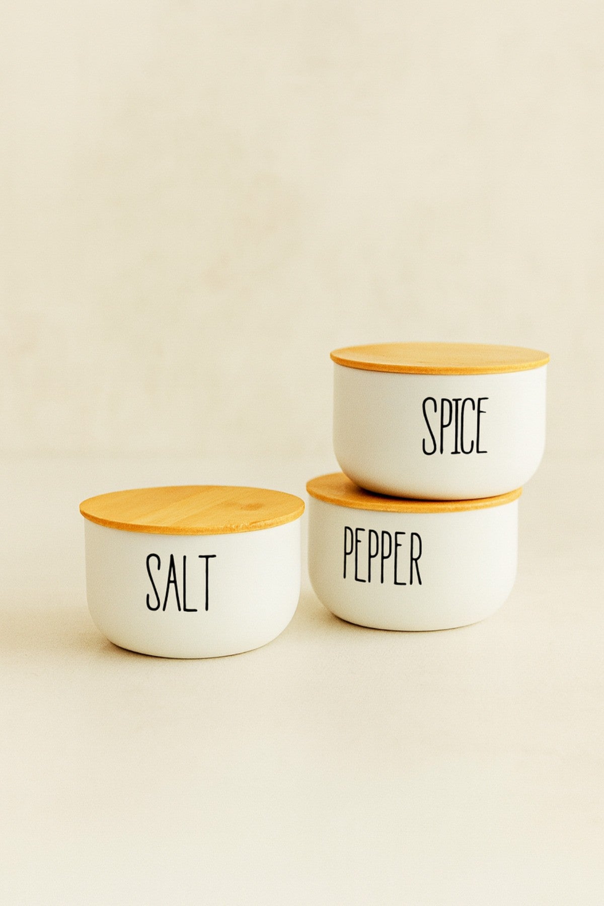 3Lü Cam Bambu Kapaklı Salt/Pepper/Spice Kavanozu