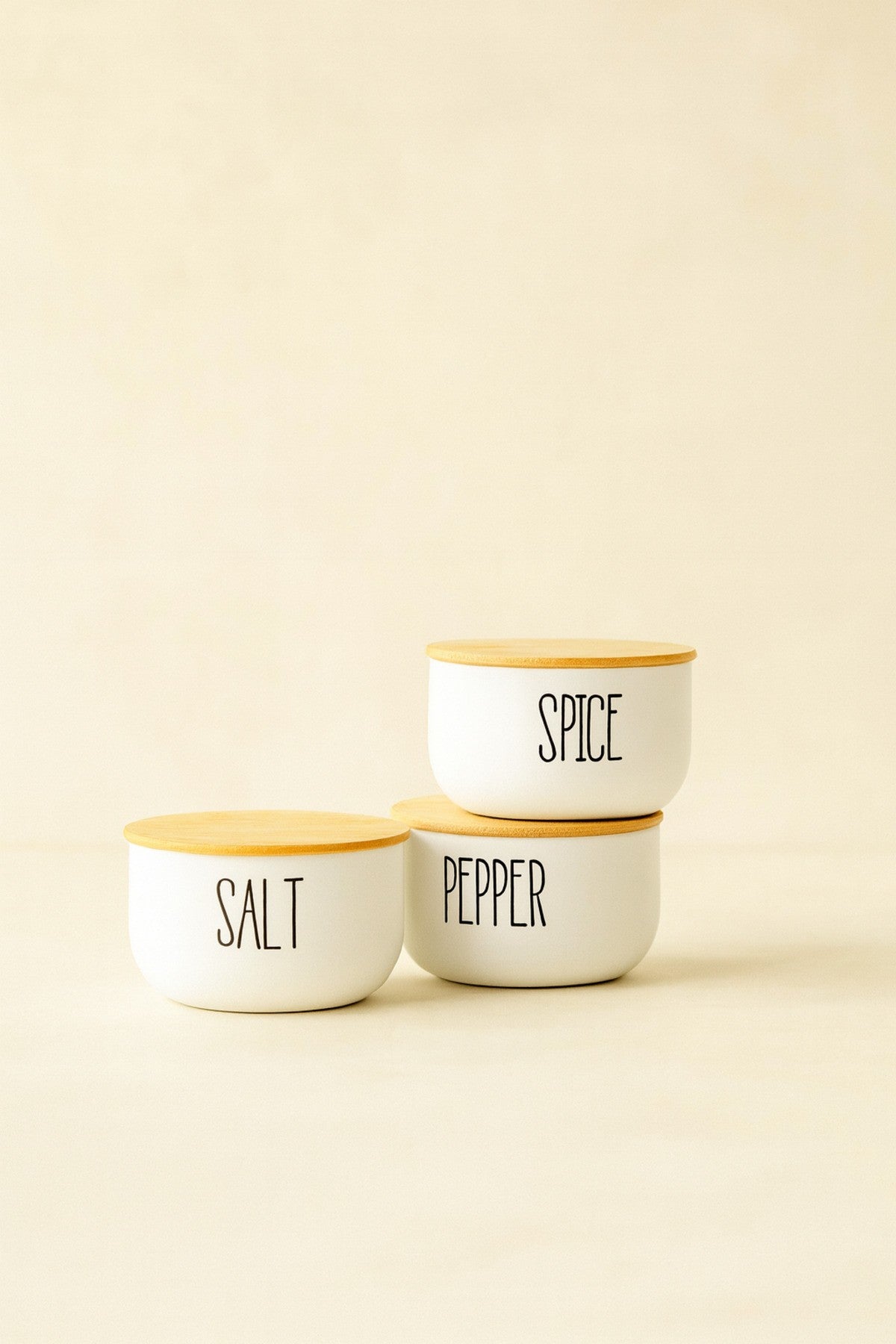 3Lü Cam Bambu Kapaklı Salt/Pepper/Spice Kavanozu