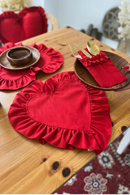 Lovely Kalp Fırfırlı Keten Supla / Amerikan Servis 2li