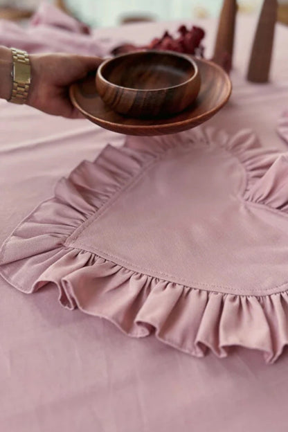 Rosy Kalp Fırfırlı Keten Supla / Amerikan Servis 2li