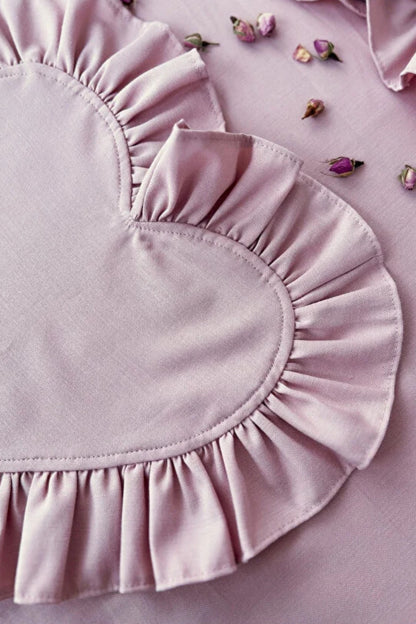 Rosy Kalp Fırfırlı Keten Supla / Amerikan Servis 2li