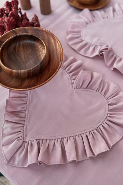 Rosy Kalp Fırfırlı Keten Supla / Amerikan Servis 2li