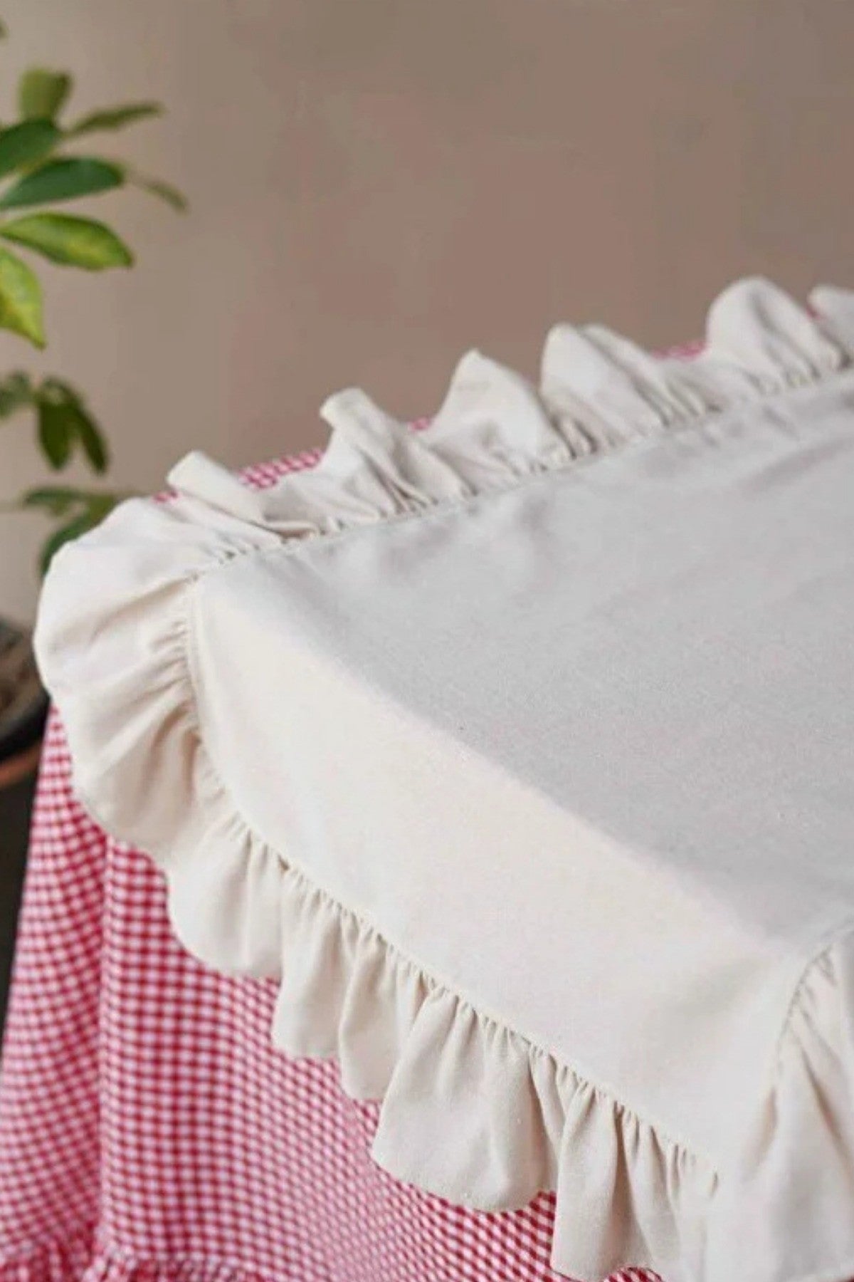 Pamuklu Ham Keten Fırfırlı Runner 50x150cm