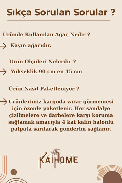 Ada Naturel Ham Ahşap Sandalye Mutfak Cafe Salon Yemek Masası Uyumlu Dayanıklı