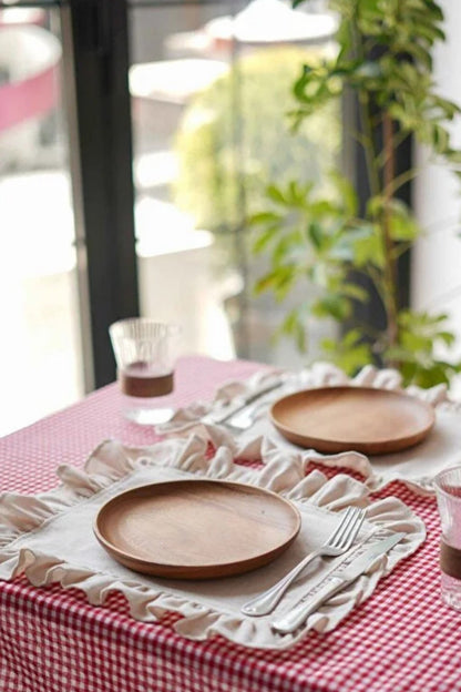 2Li Ham Keten Fırfır Detaylı Amerikan Servis/ Supla 40cm