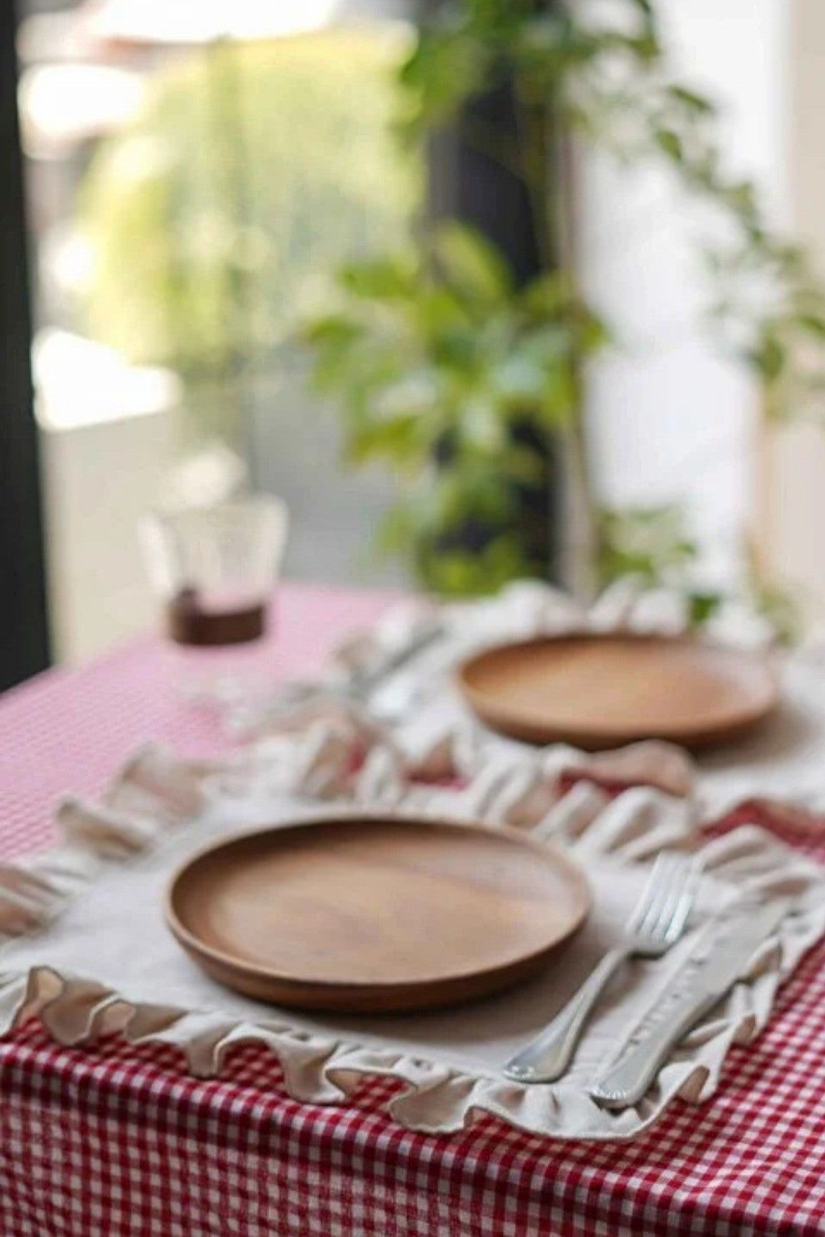 2Li Ham Keten Fırfır Detaylı Amerikan Servis/ Supla 40cm