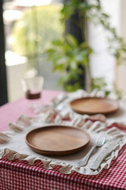 2Li Ham Keten Fırfır Detaylı Amerikan Servis/ Supla 40cm