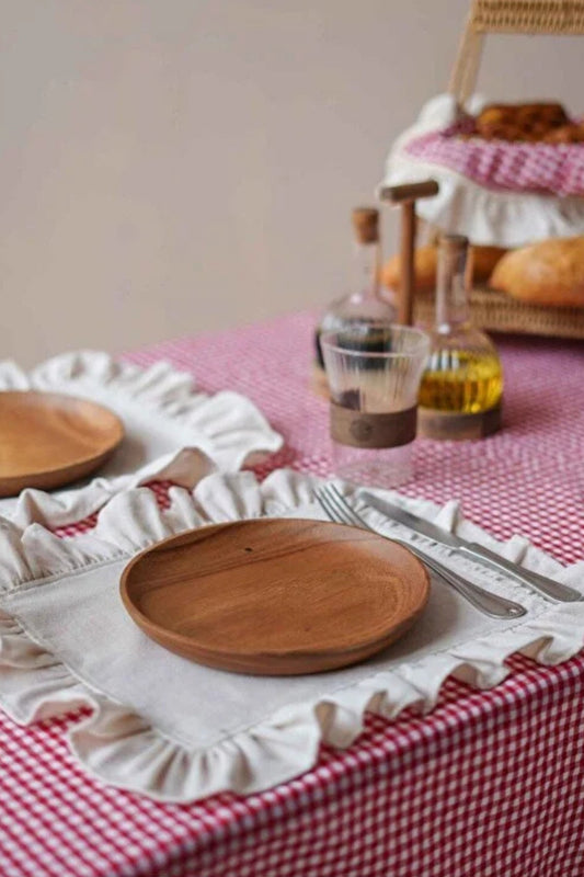 2Li Ham Keten Fırfır Detaylı Amerikan Servis/ Supla 40cm