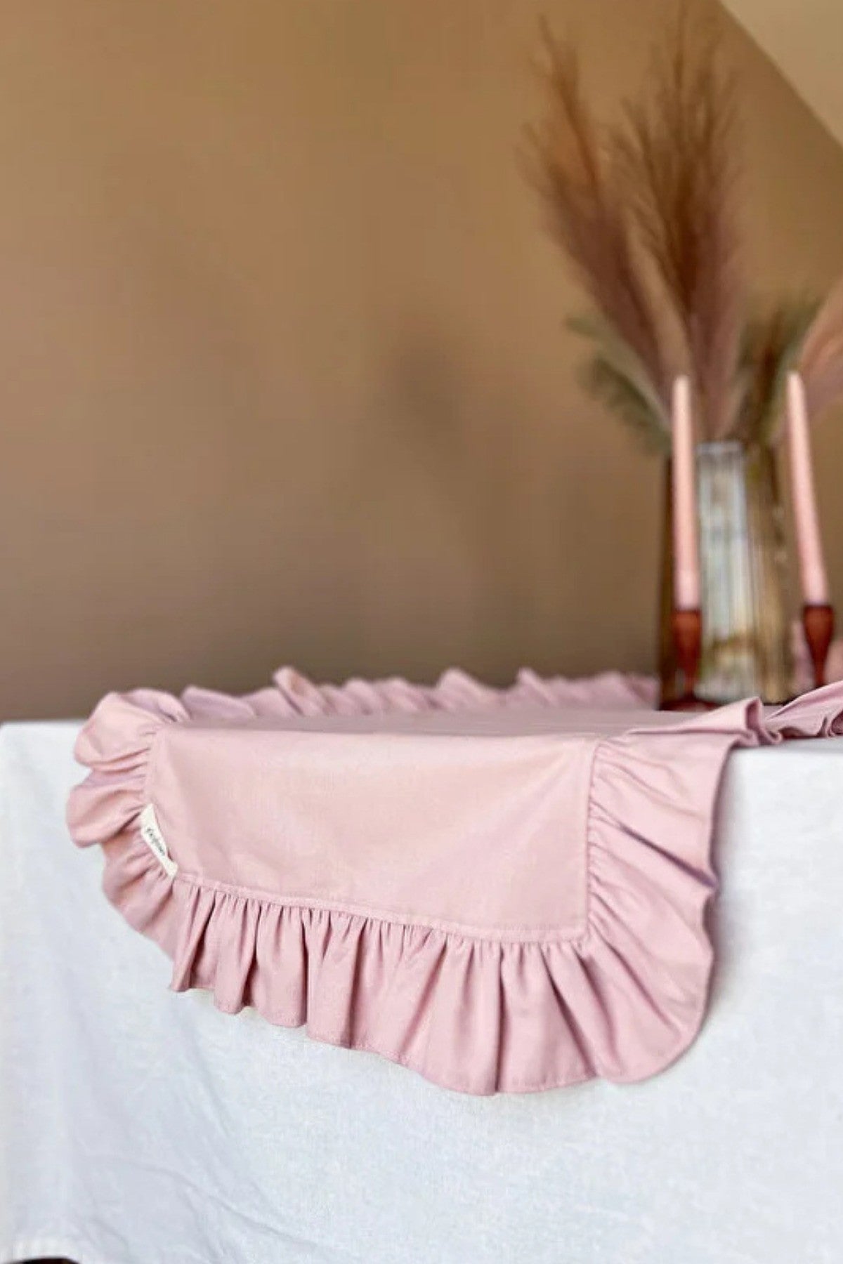 Rosy Keten Fırfırlı Runner Pembe