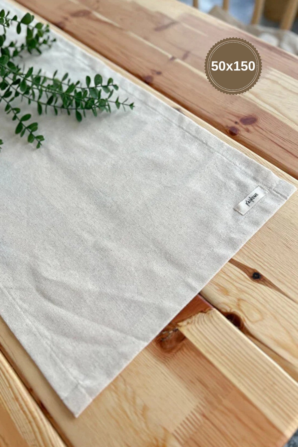 Ham Keten Dikdörtgen Düz Runner 40x120cm