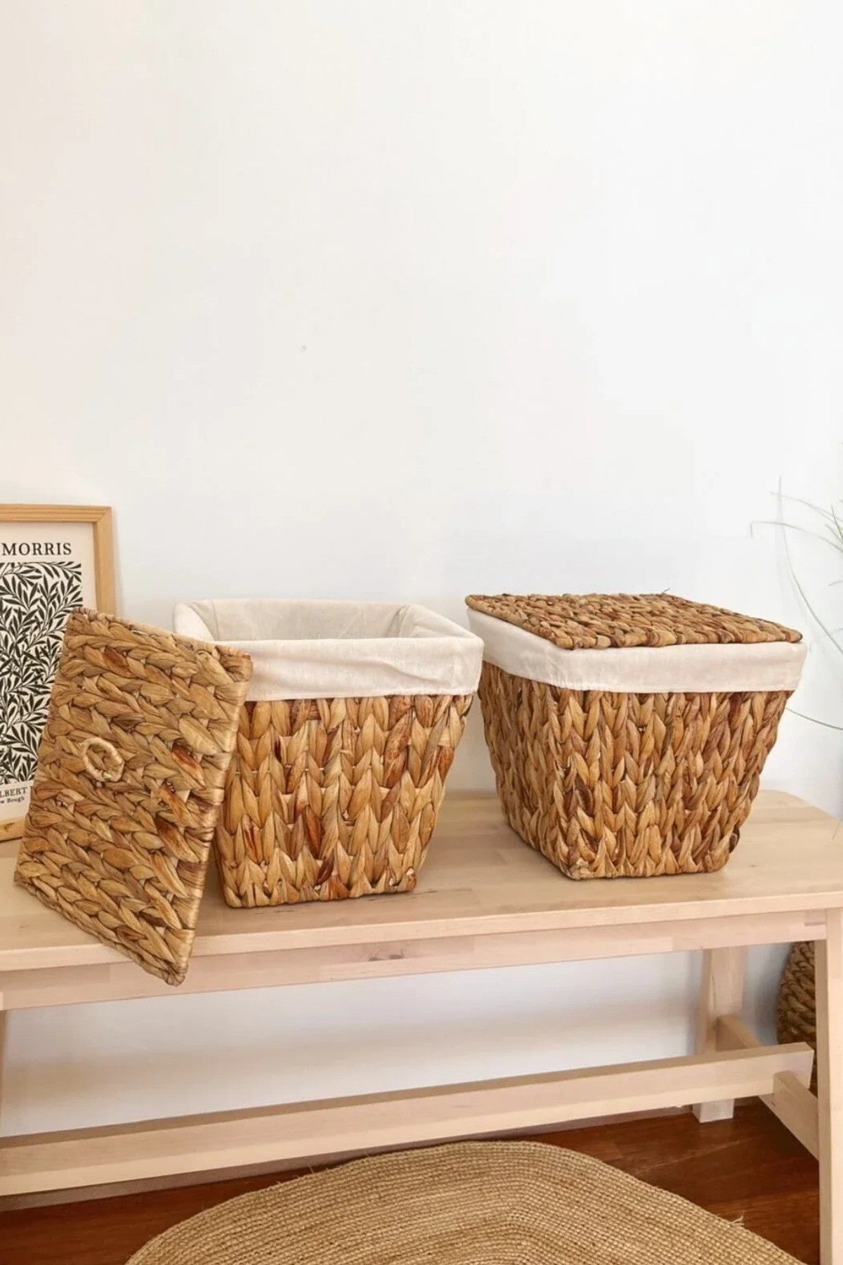 2Li İç Korumalı Hasır Kapaklı Çok Amaçlı Patates ve Soğan Sepeti