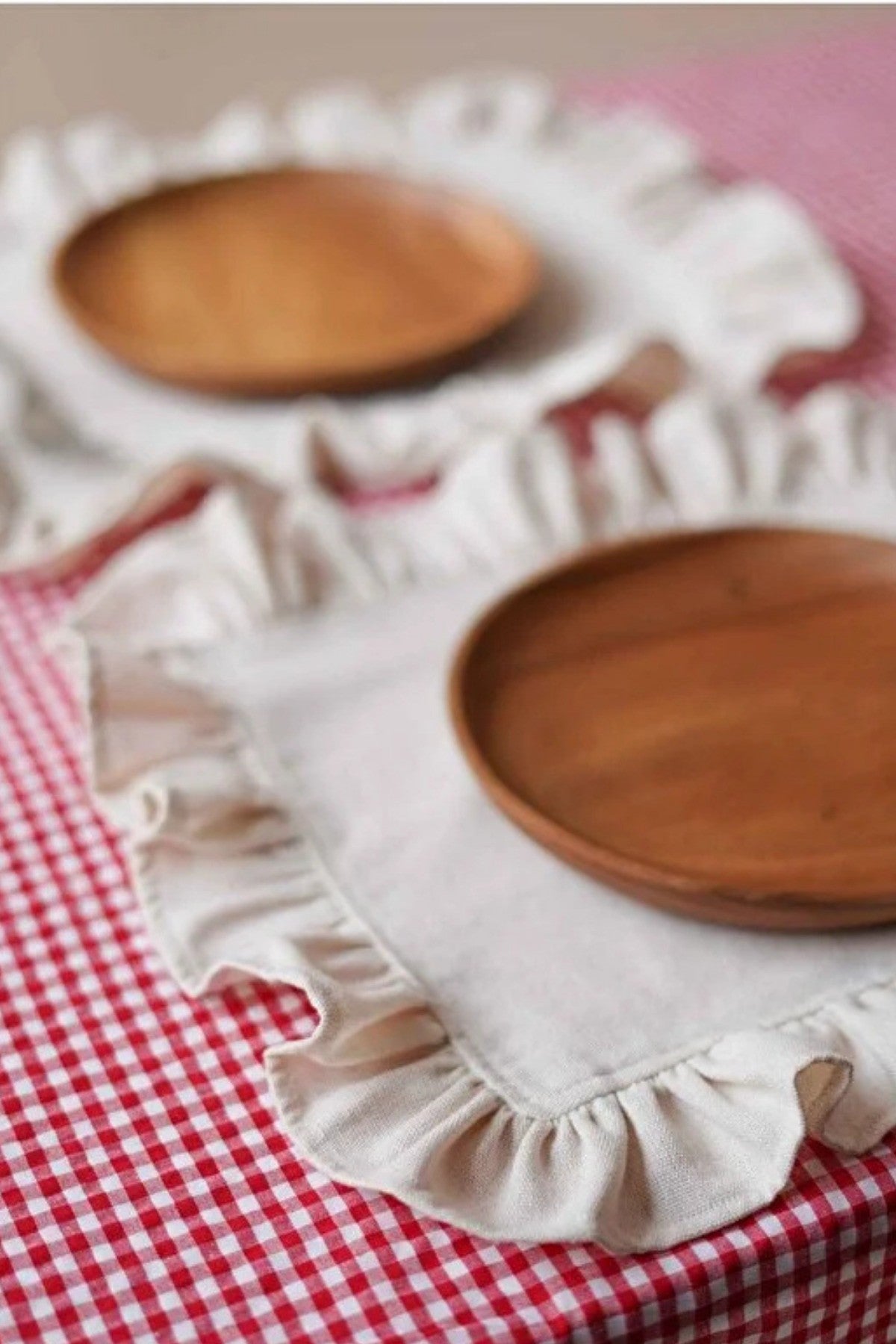 2Li Ham Keten Fırfır Detaylı Amerikan Servis/ Supla 40cm