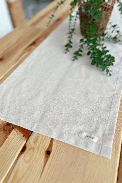 Ham Keten Dikdörtgen Düz Runner 40x120cm