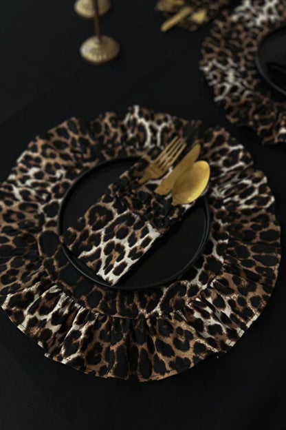 Leopard Fırfırlı 3 Bölmeli Çatal-Kaşık-Bıçak Kılıfı 2Li