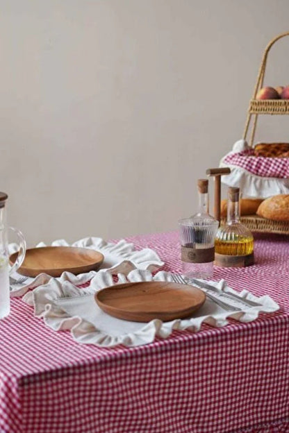 2Li Ham Keten Fırfır Detaylı Amerikan Servis/ Supla 40cm