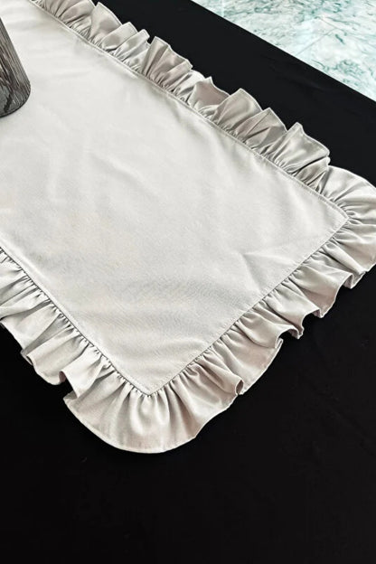 Moonlit Keten Heryeri Fırfırlı Dikdörtgen Runner