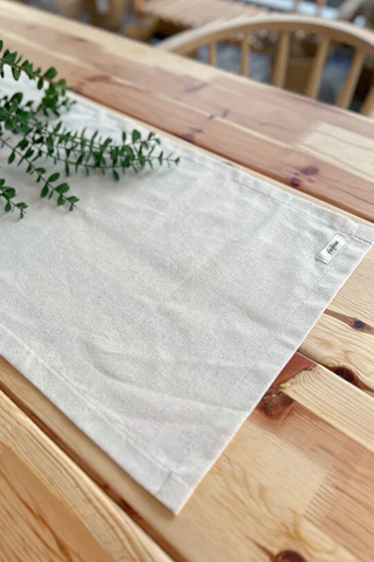 Ham Keten Dikdörtgen Düz Runner 40x120cm