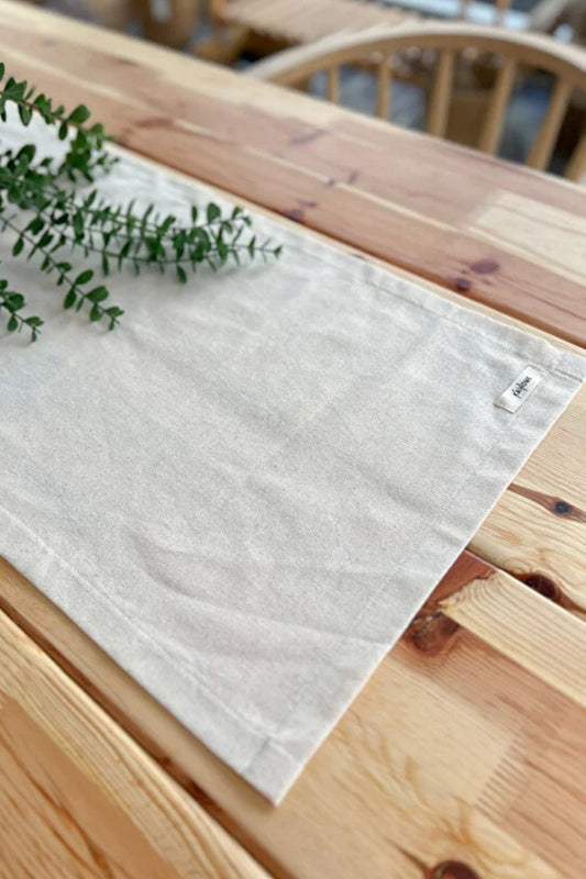 Ham Keten Dikdörtgen Düz Runner 40x120cm