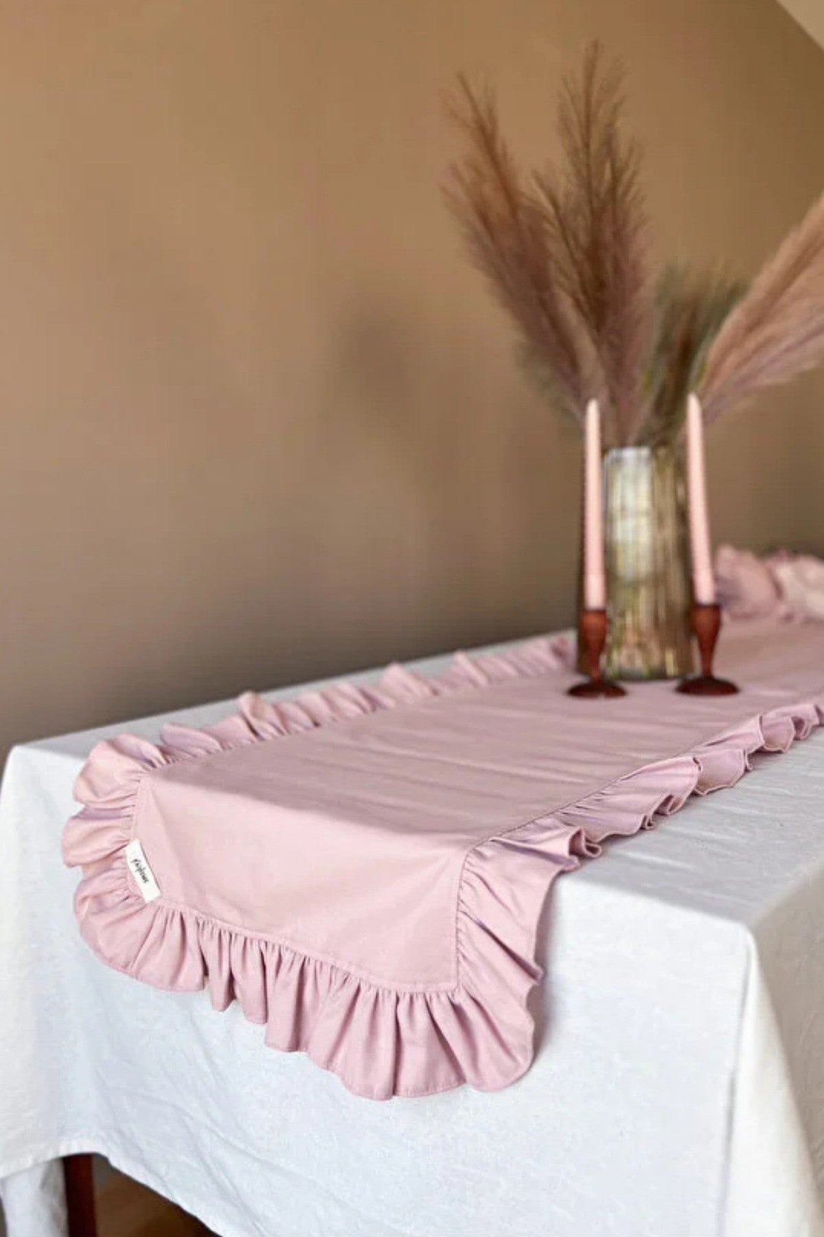 Rosy Keten Fırfırlı Runner Pembe