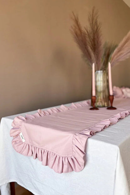 Rosy Keten Fırfırlı Runner Pembe