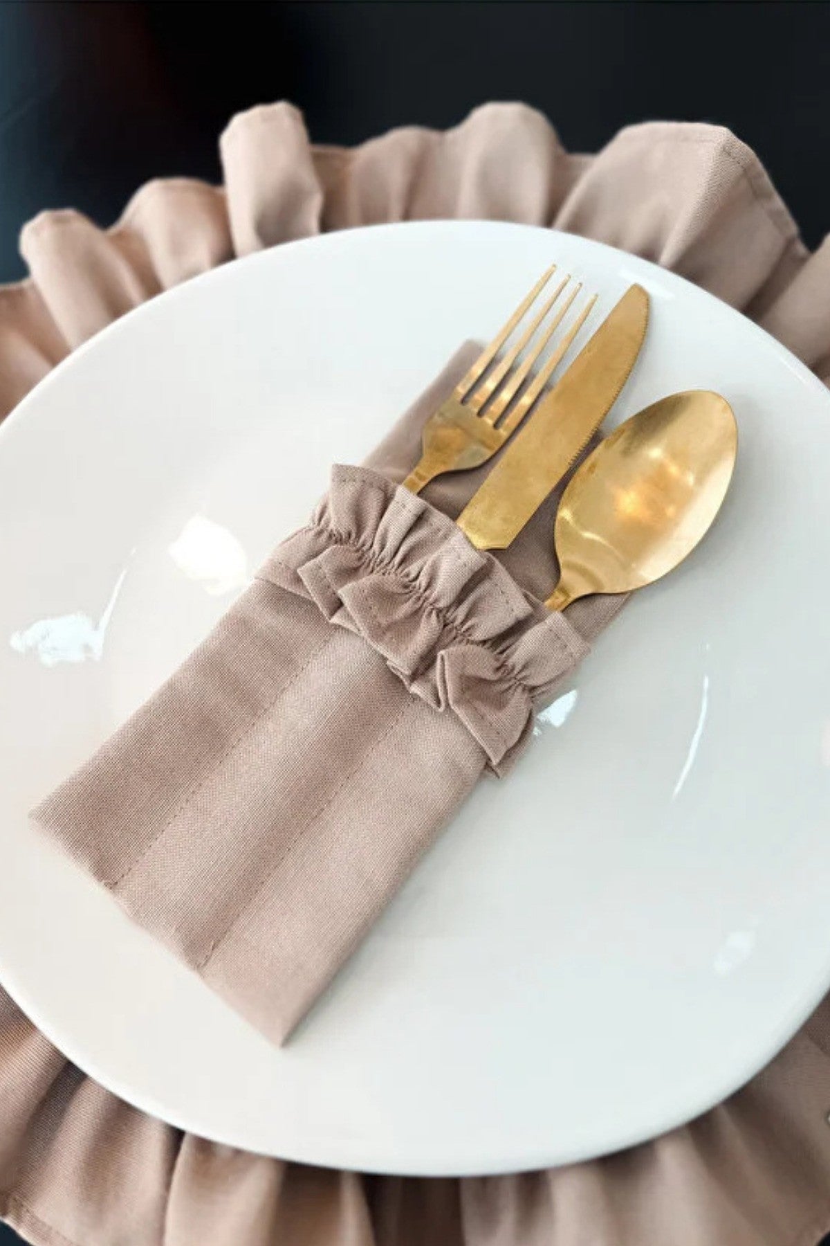 Sienna Keten 3 Bölmeli Çatal-Kaşık-Bıçak Kılıfı 2Li