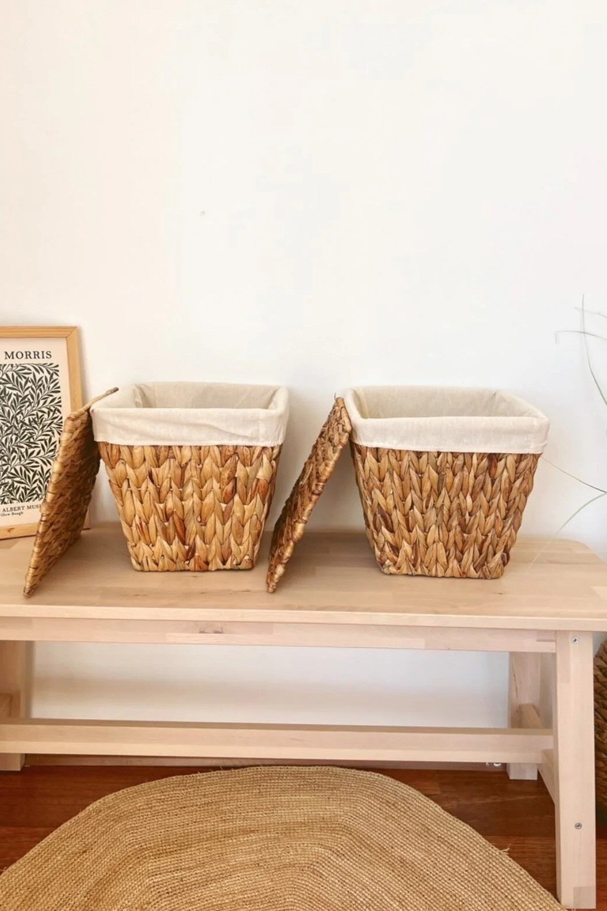 2Li İç Korumalı Hasır Kapaklı Çok Amaçlı Patates ve Soğan Sepeti