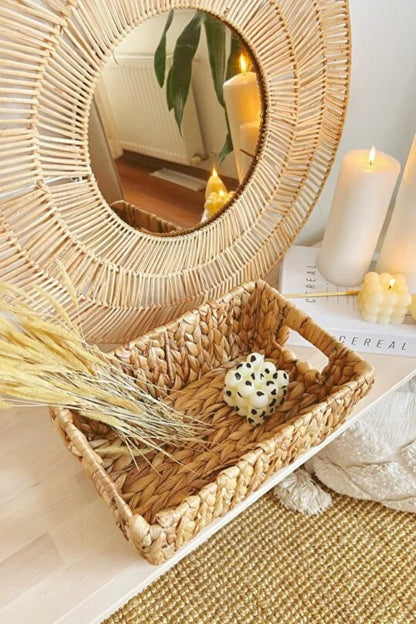 Hasır Sağlam Dikdörtgen Küçük Boy Sepet/Düzenleyici