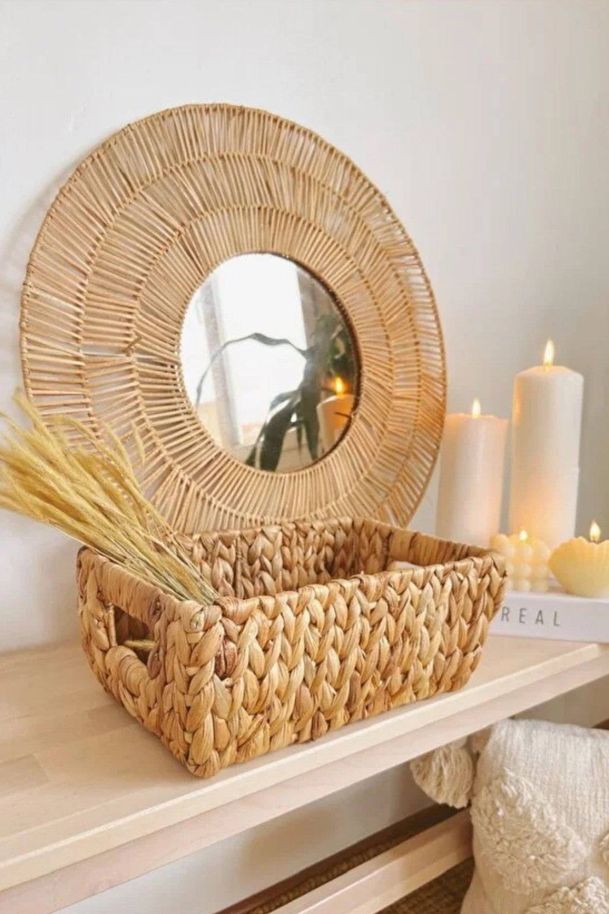 Hasır Sağlam Dikdörtgen Küçük Boy Sepet/Düzenleyici