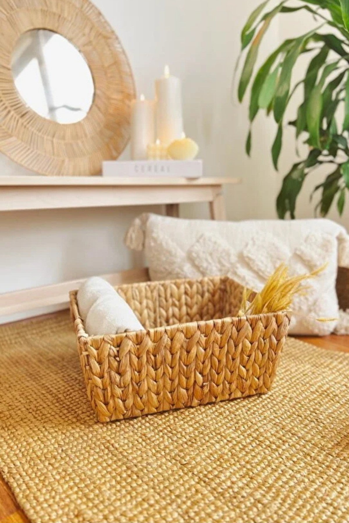 Hasır Sağlam Dikdörtgen Büyük Boy Sepet/düzenleyici