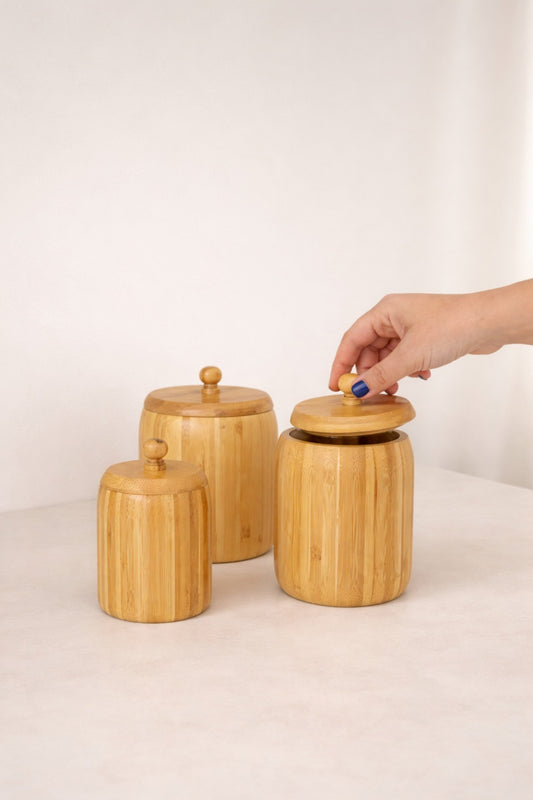 3lü Bambu Kavanoz Seti 11-9-8cm
