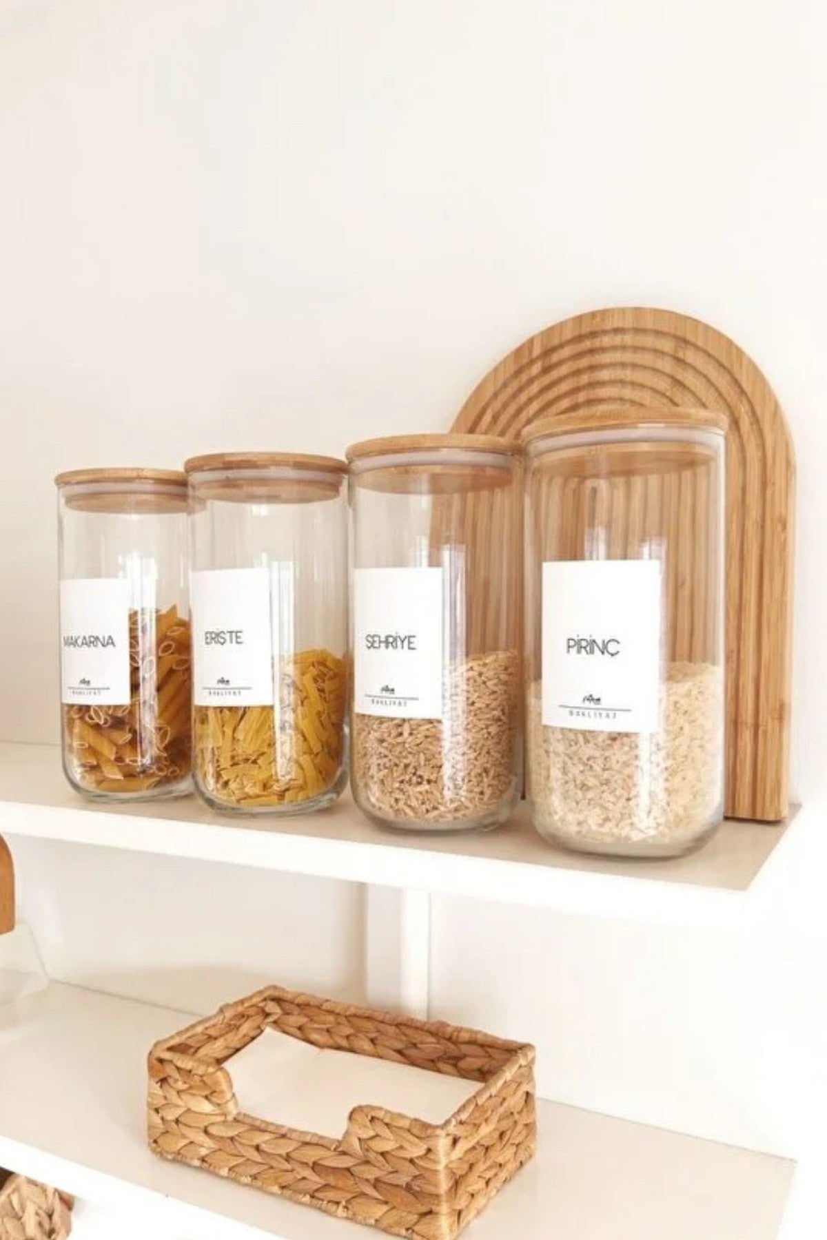 Bambu Vakum Kapaklı 4Lü Büyük Boy Cam Kavanoz