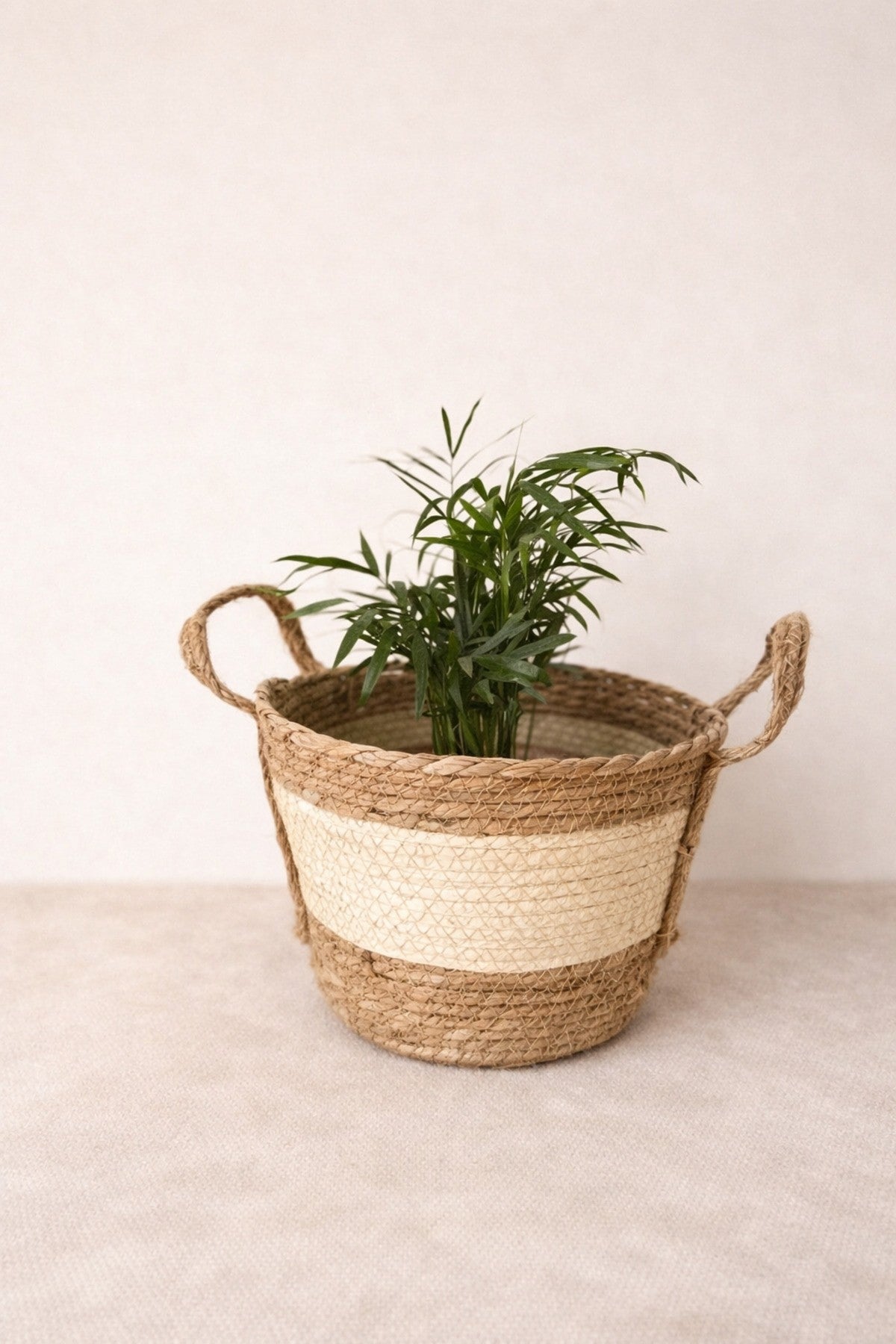 Dekoratif Çok Amaçlı 3lü Hasır Sepet/saksılık/düzenleyici Bej