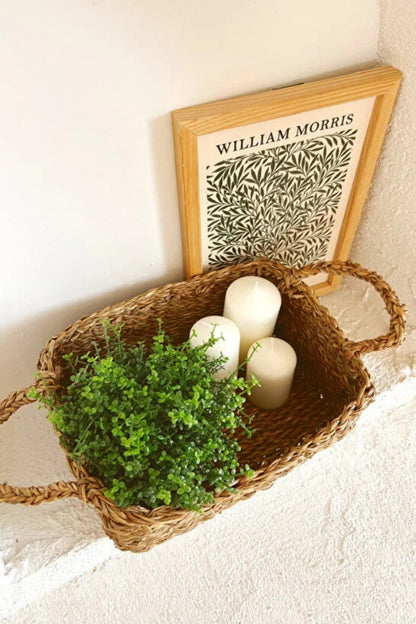 Hasır Kulplu Dikdörtgen 32x23x12 Çok Amaçlı Düzenleyici/ Düzenleyici/ Organizer/Sepet