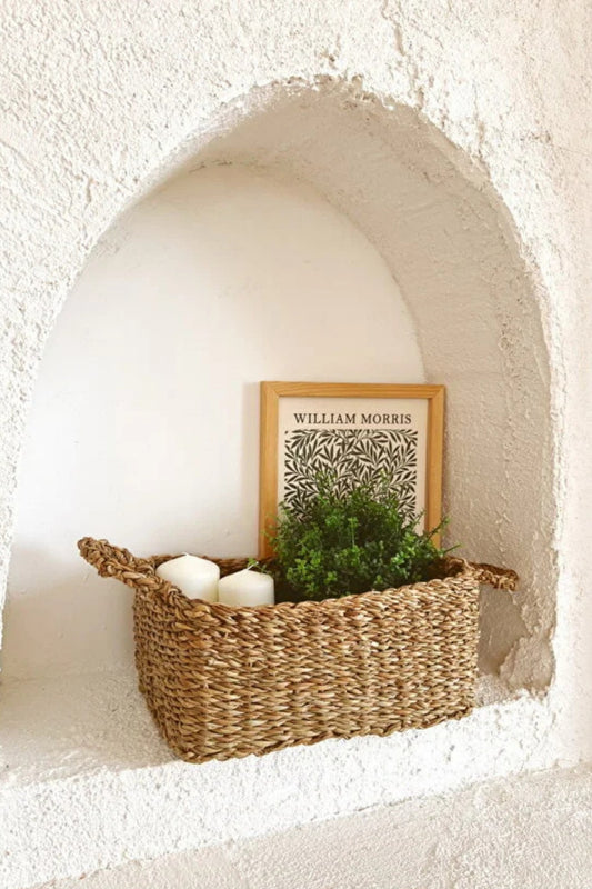 Hasır Kulplu Dikdörtgen 32x23x12 Çok Amaçlı Düzenleyici/ Düzenleyici/ Organizer/Sepet